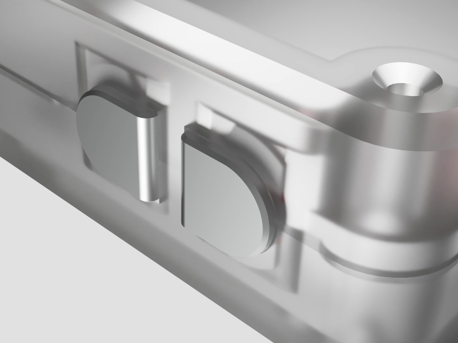 A close up render of the buttons when assembled